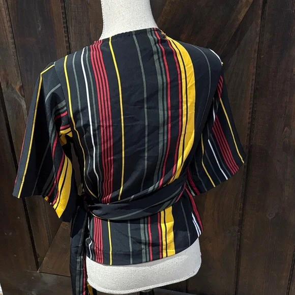 Streetwear Society Multicolor Striped Wrap Blouse - Picture 4 of 12